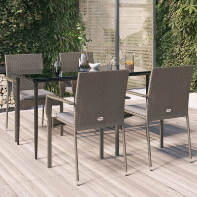 Roarke Wicker Patio Dining Set with Rectangular Table , Cushions Included