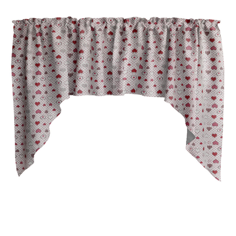 Cantonnière à motif de coeurs et pois, Rouge