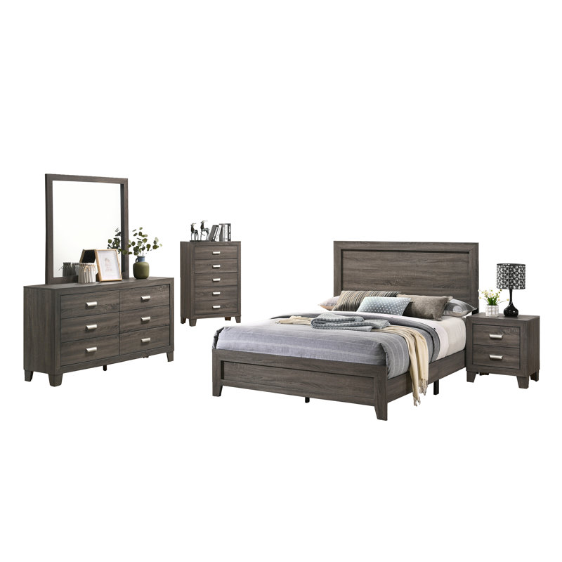 Ensemble de chambre à coucher standard 5 pièces Anastasia, Grand, Gris