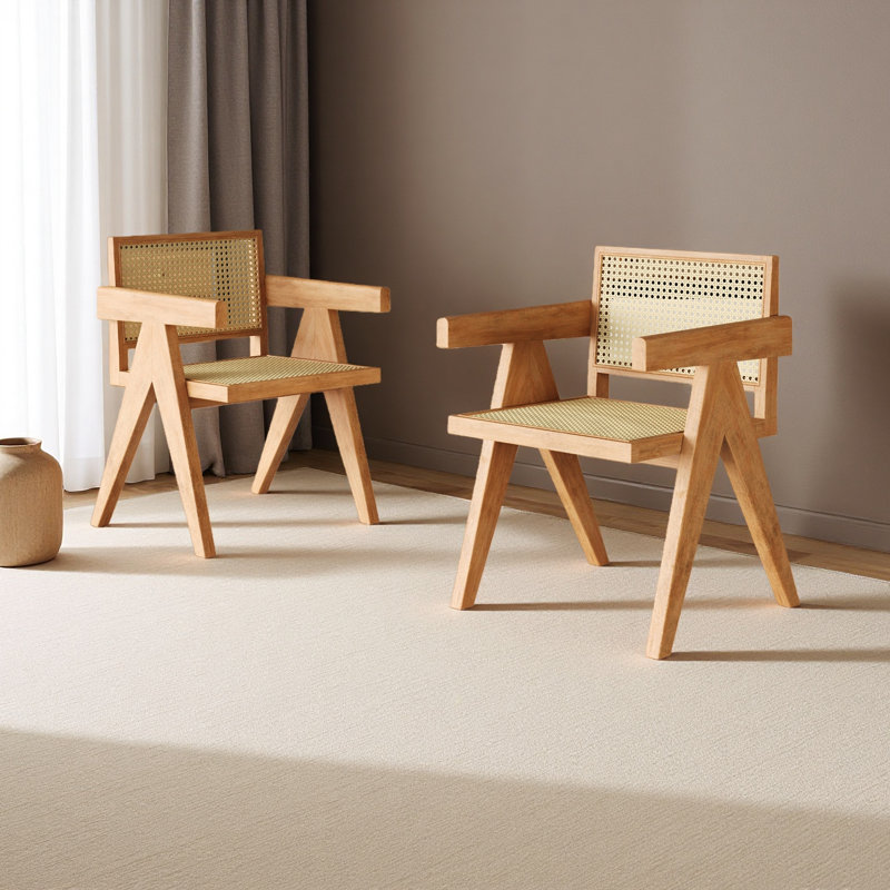Chaise de salle à manger avec accoudoirs Chandigarh (ensemble de 2), Naturel