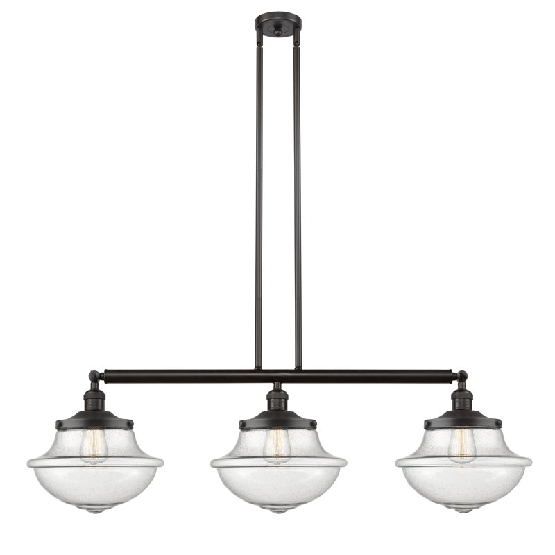 Luminaire suspendu linéaire à 3 lumières pour îlot de cuisine Theresa, Noir mat, Ampoule non incluse, Grainé
