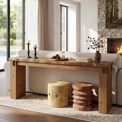 78.74" Extra Long Solid Wood Console Table, Live Edge Top