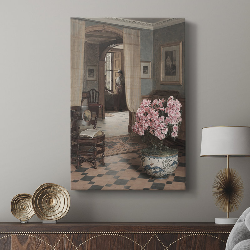 Motif floral rétro «C» - Cavas, H 12 po x l 8 po