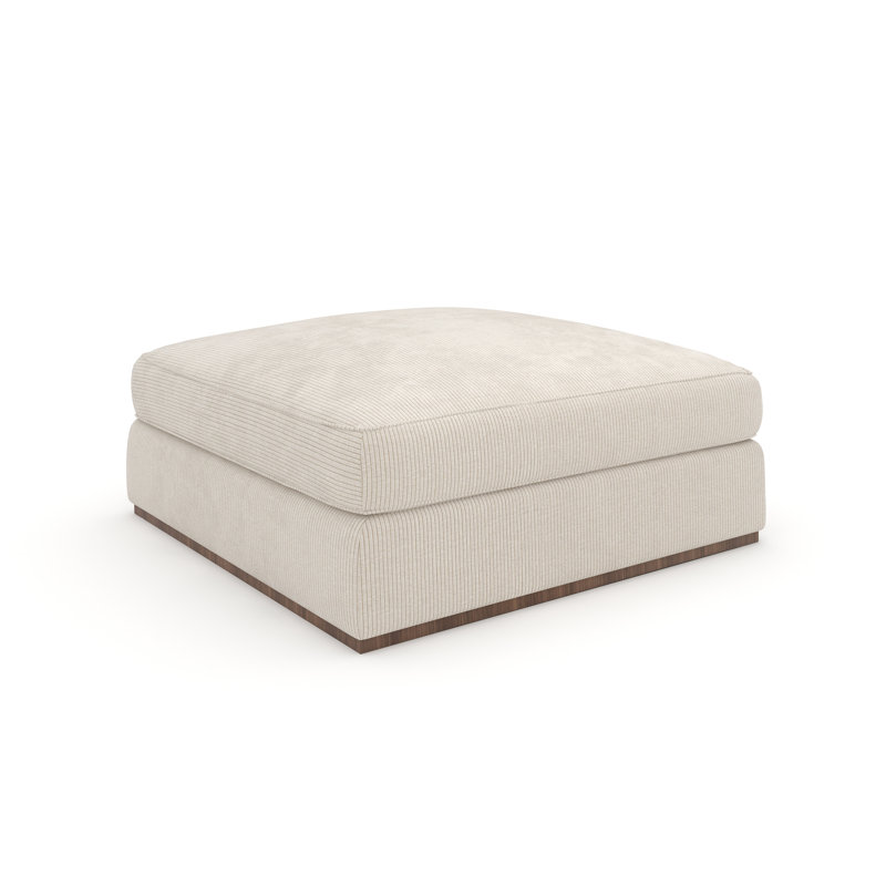 Caracole Square Ottoman, White Polyester