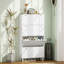 Armoire à chaussures avec 4 tiroirs rabattables, armoire de rangement étroite pour chaussures, blanc