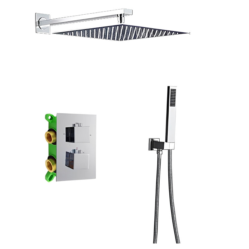 Ensemble de douche thermostatique -PB- à douchette inversée chromée 12 po