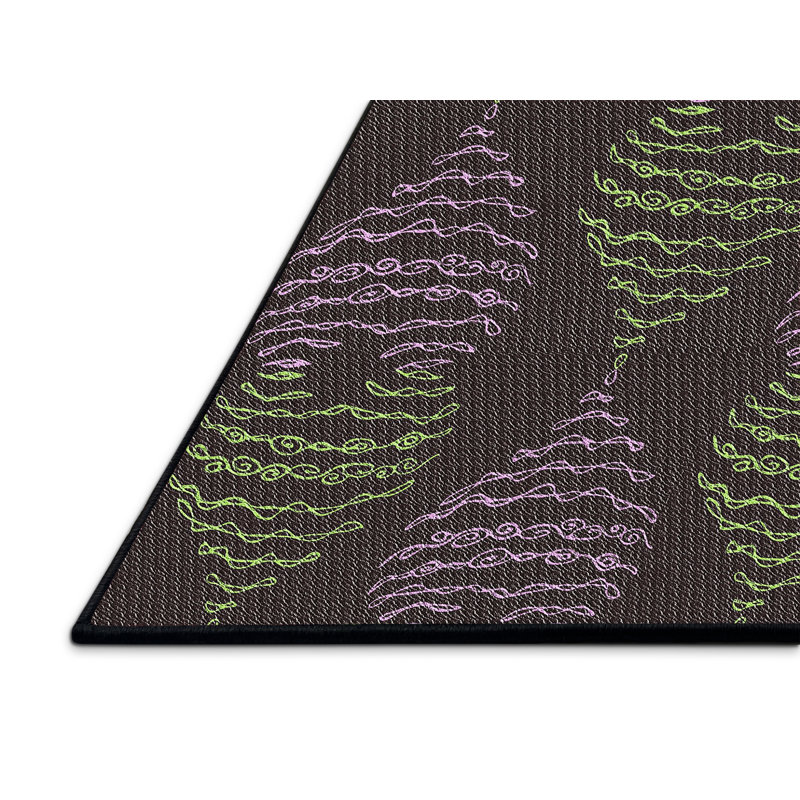 Tapis noir / vert / mauve Power Loom, Rectangle 7 pi x 10 pi