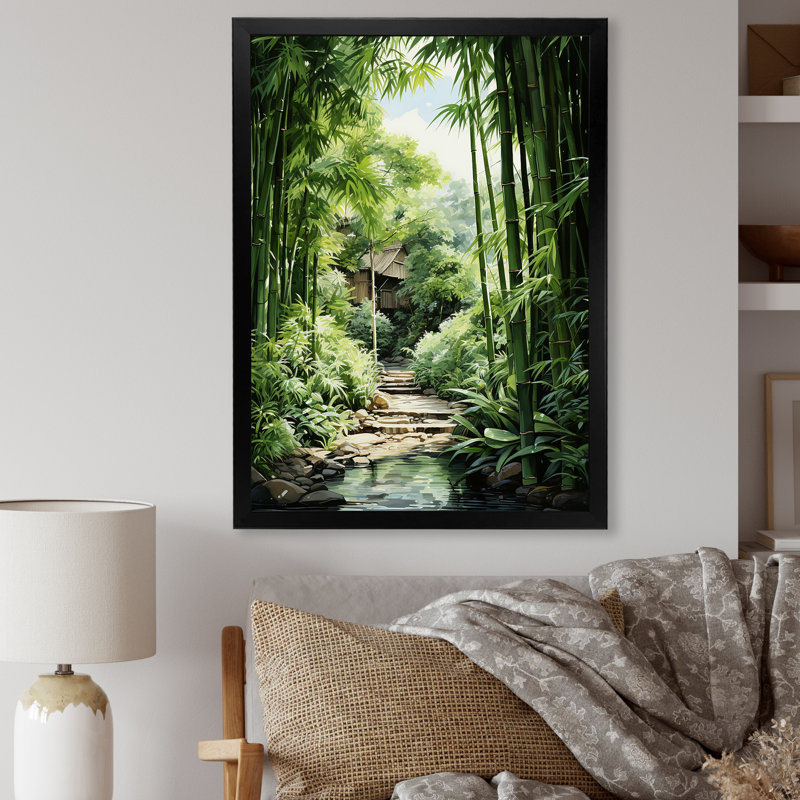 «Jade Journey Green Forest I», reproduction sur toile, H 40 po x l 30 po x P 1,5 po, Cadre photo noir