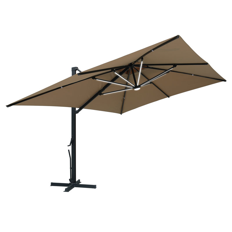 13-Ft Aluminum Patio Cantilever Umbrella with Removable Light Strips, Taupe