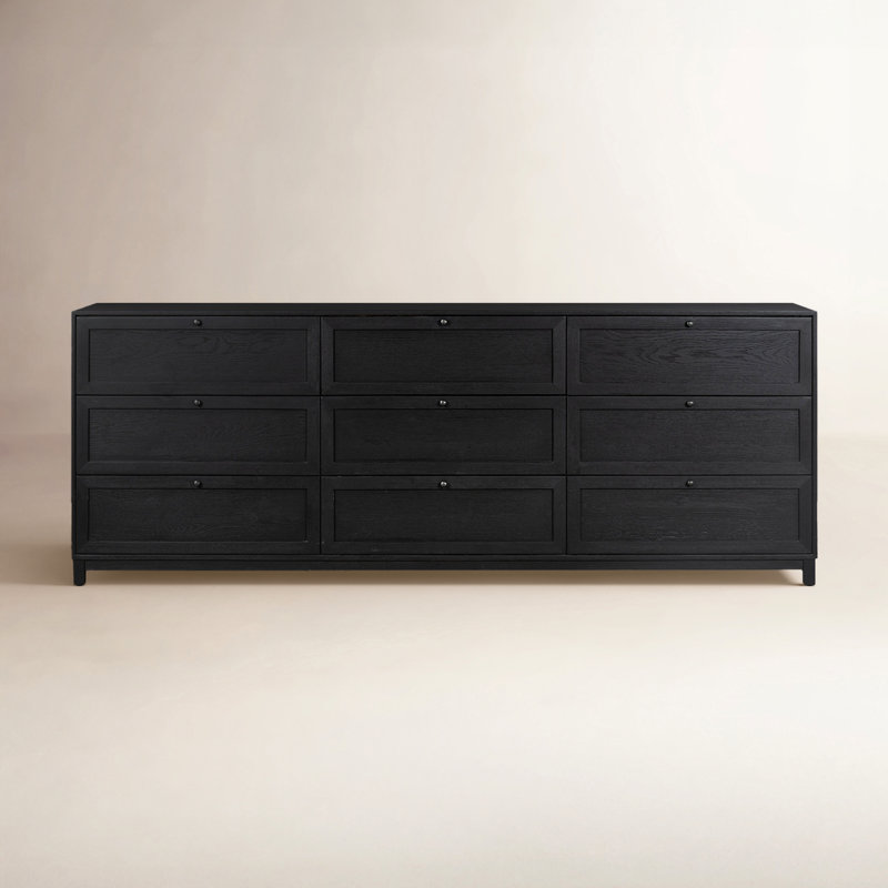 Sonata 88" W 9-Drawer Dresser , Black