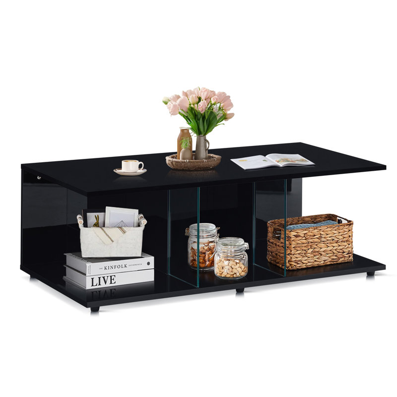 Coffee Table with Storage, Black