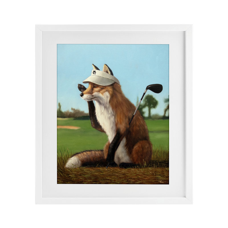 Fox Drive Golffer, reproduction encadrée sous verre, design par Lucia Heffernan, H 16 po x l 13 po
