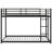 Twin Over Twin Metal Bunk Bed, Low Bunk Bed With Ladder, Black