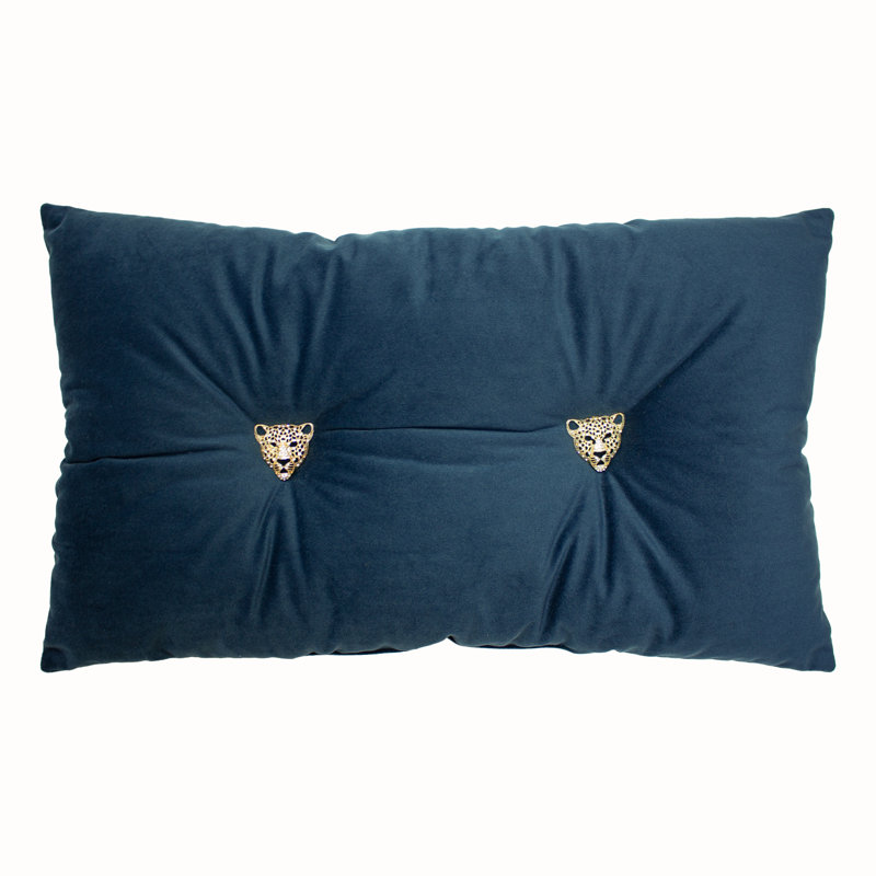 Harkey Grey Rectangular Throw Cushion, Navy