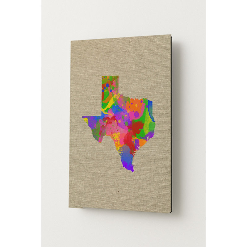 Carte du Texas Splash — Portrait en métal, H 14 po x l 11 po