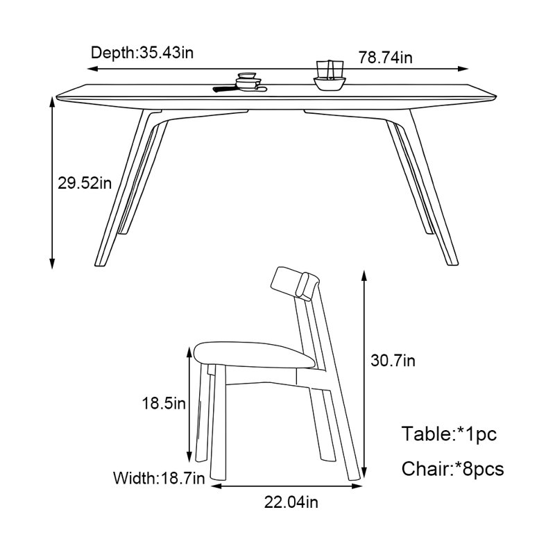 Ensemble de table rectangulaire blanc brillant