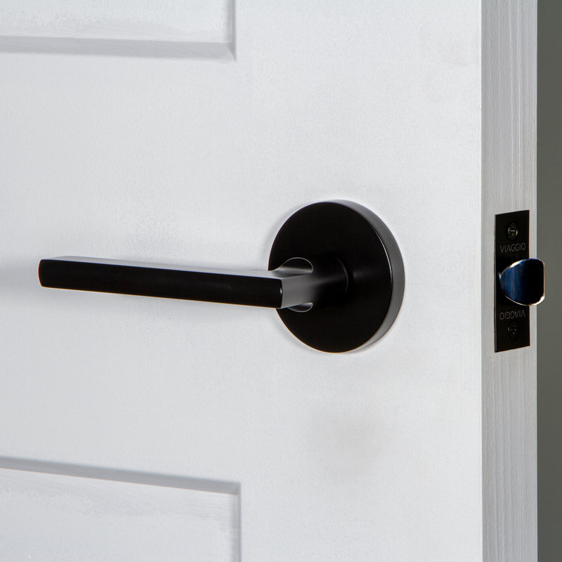 Viaggio Circolo Rosette Privacy (Bed & Bath) with Milano Lever, Satin Black, Left, 2.75"