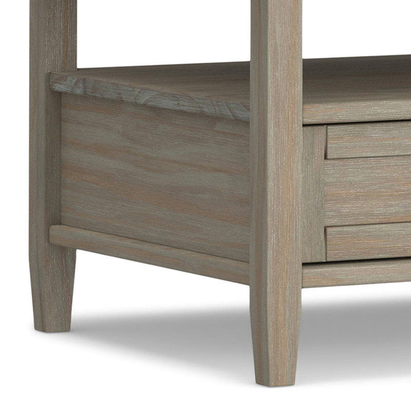 Distressed Gray Rectangular Wood Coffee Table with Storage