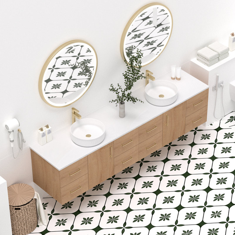 84" Double Floating Bathroom Vanity With Sink Combo