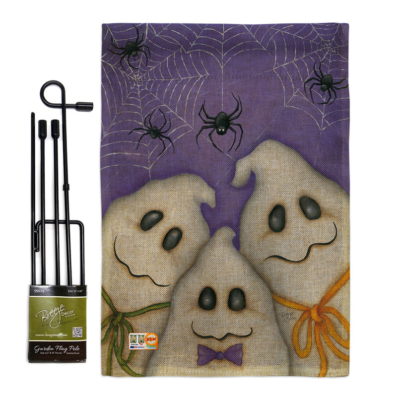 3 fantômes en polyester de 2 côtés 18,5 x 13 po "automne" automne impressions ensemble de drapeau