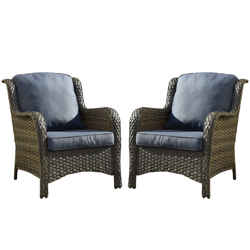 Chaise de patio avec coussins Moreno, Bleu denim