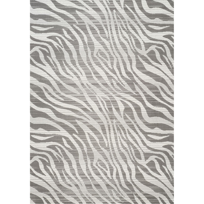 5 pi 3 po Tapis By By + + gris, style sauvage exotique, tissé à la machine, doux et confortable, zone très passante, teinté, tapis rectangulaire de 0,43 po en gris, style chalet décontracté fabriqué à la machine à 100%