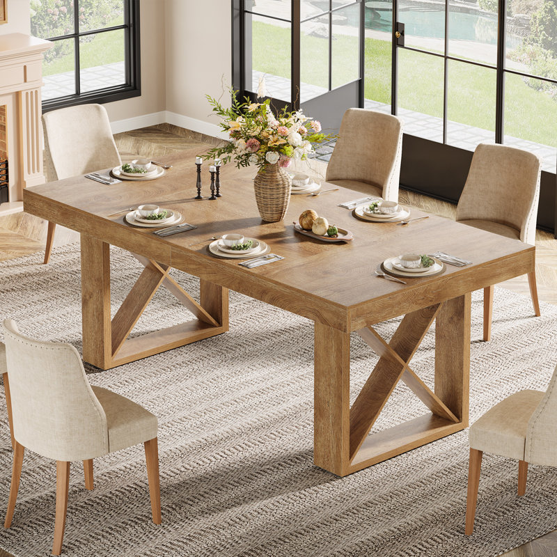 63'' Farmhouse Rectangular Dining Table for 4–6 with Rustic Wood Finish