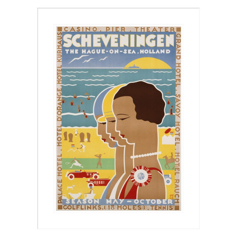«Scheveningen - The Hague-On-Sea - Holland» par Louis Kalff, impression giclée encadrée, 29.5" H x 22.09" W
