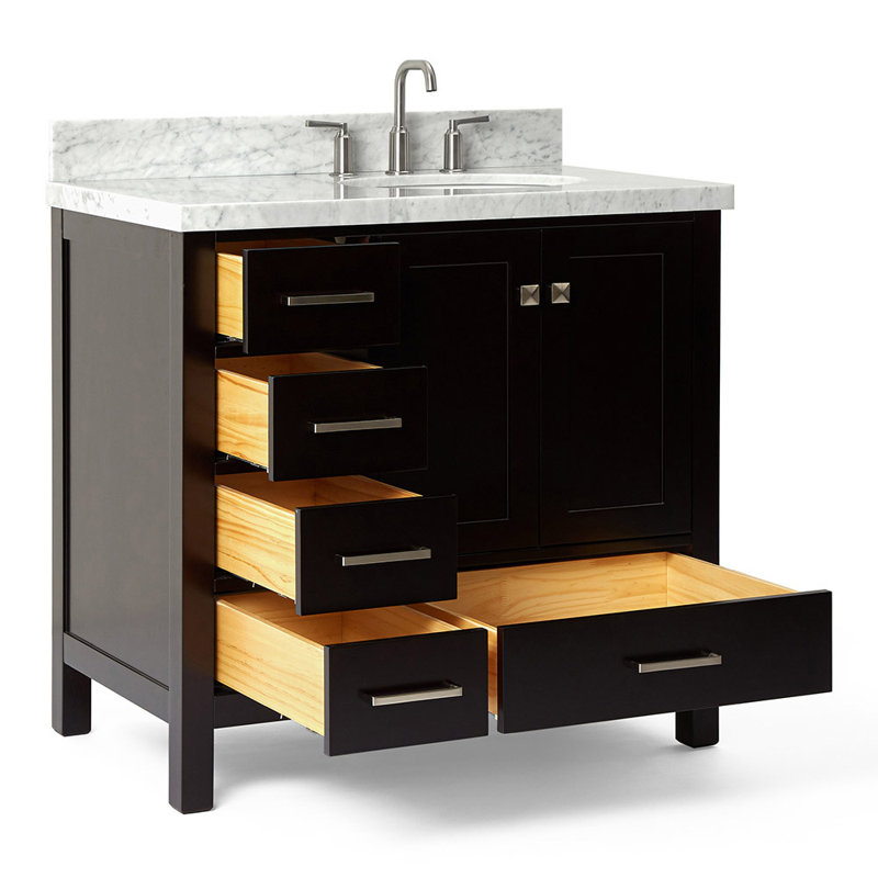 Ensemble de meuble-lavabo simple 37 po avec miroir Amariani, Espresso