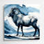 Faune, mouton bleu, art mural en métal bleu-849020511