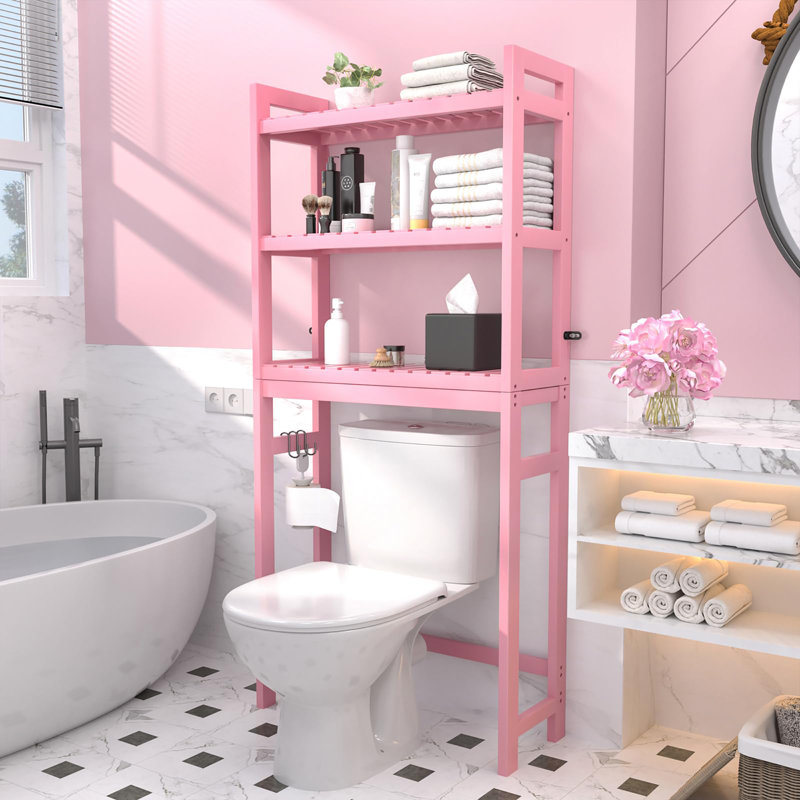 Heydar Bamboo Over The Toilet Storage, Pink