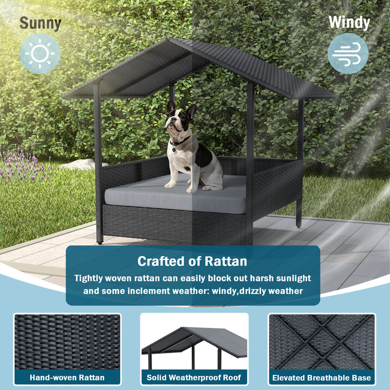 Rattan Dog House, Black