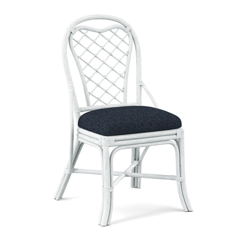 Trellis Back Side Dining Chair, Navy Crypton Performance; 0822-61, Frost White