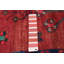 Tapis unique en laine rouge foncé / noir / bleu 5 pi 3 po x 10 pi Aaeedah