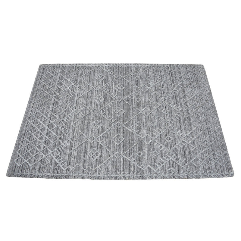 Hand Woven Geometric Polypropylene Dark Gray Rectangle Indoor Area Rug, Rectangle 6'x9'