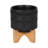 Tarrin Stoneware Planter with Wood Stand - Modern Ceramic Decorative Plant Pot with Raised Base-1965678870