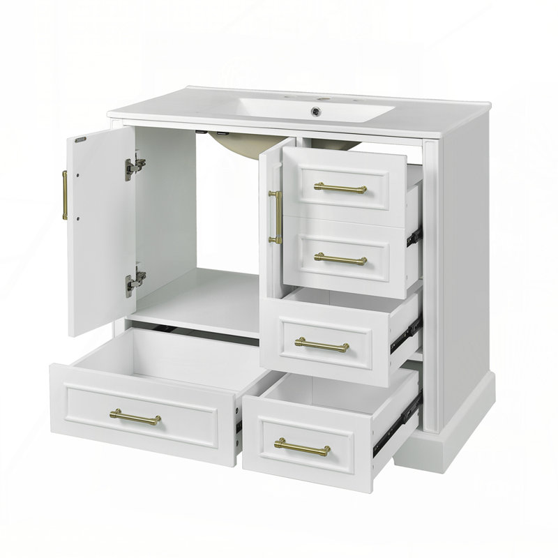 Meuble-lavabo 36 po avec lavabo en céramique, Blanc