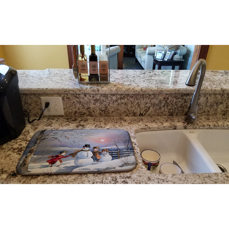 Christmas Snowmen Dish Drying Mat