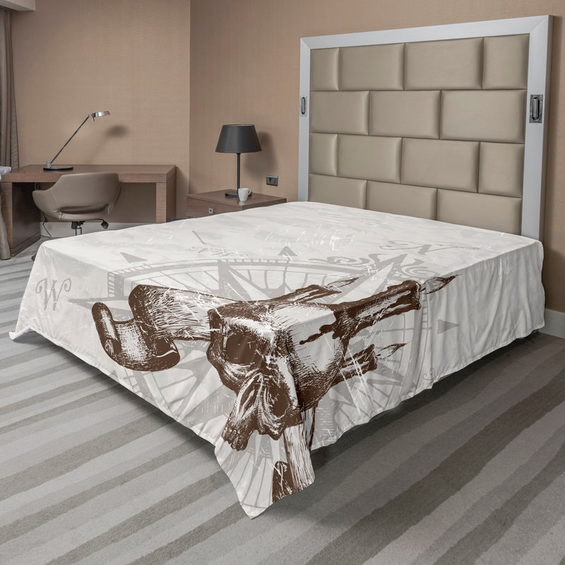 Drap-housse vintage Ambesonne, Drap plat pour très grand lit californien
