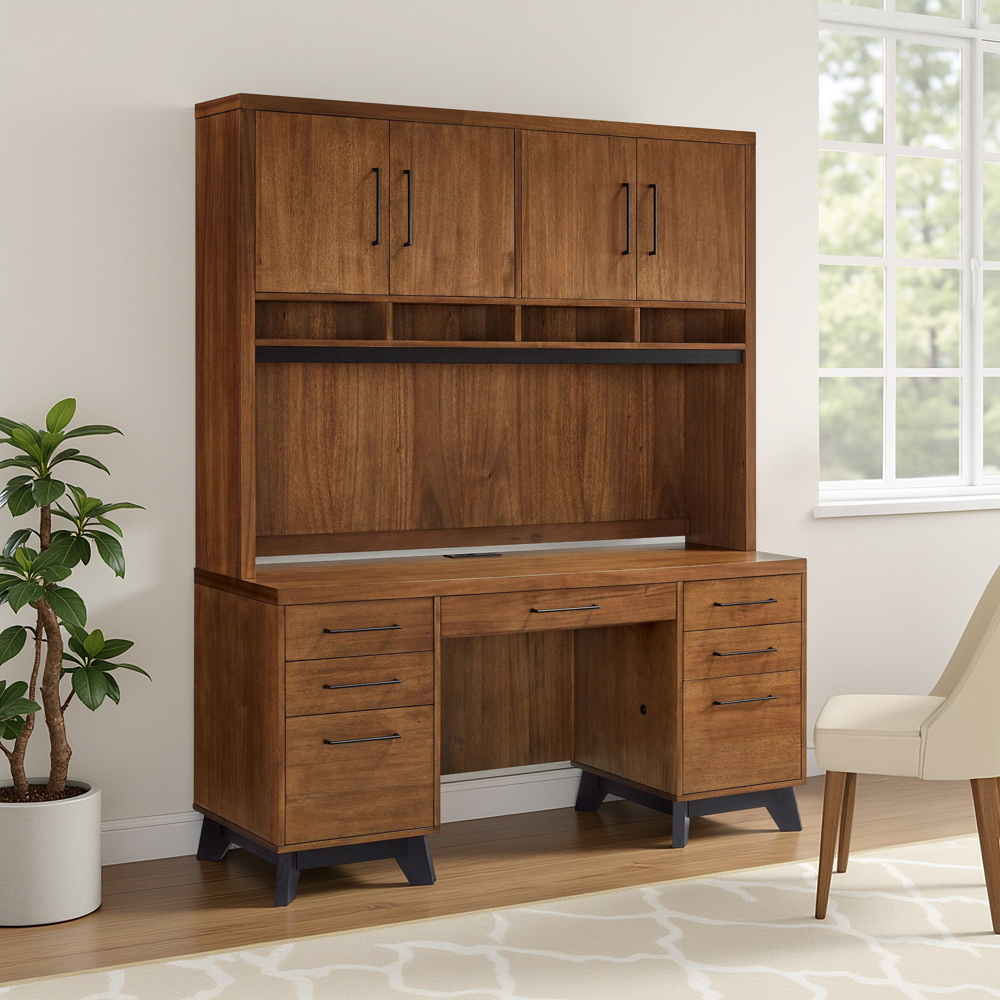 Hokku Designs Annakiya Modern Wood Hutch With Doors, Storage Hutch ...