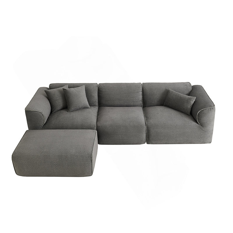 4-Seater Upholstered Sofa, Gray