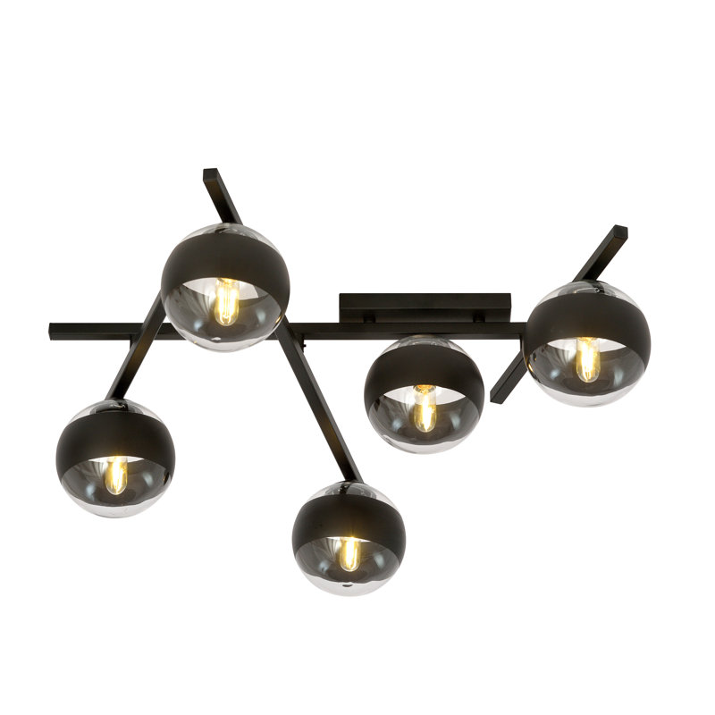 Glass Flush Mount, 22cm H x 10cm W x 10cm D, Transparent/Black