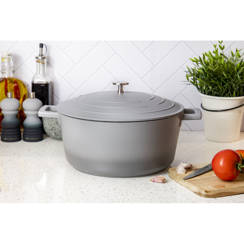 MasterClass Cast Aluminum Round Casserole, 37cm / 5L, Grey Ombre