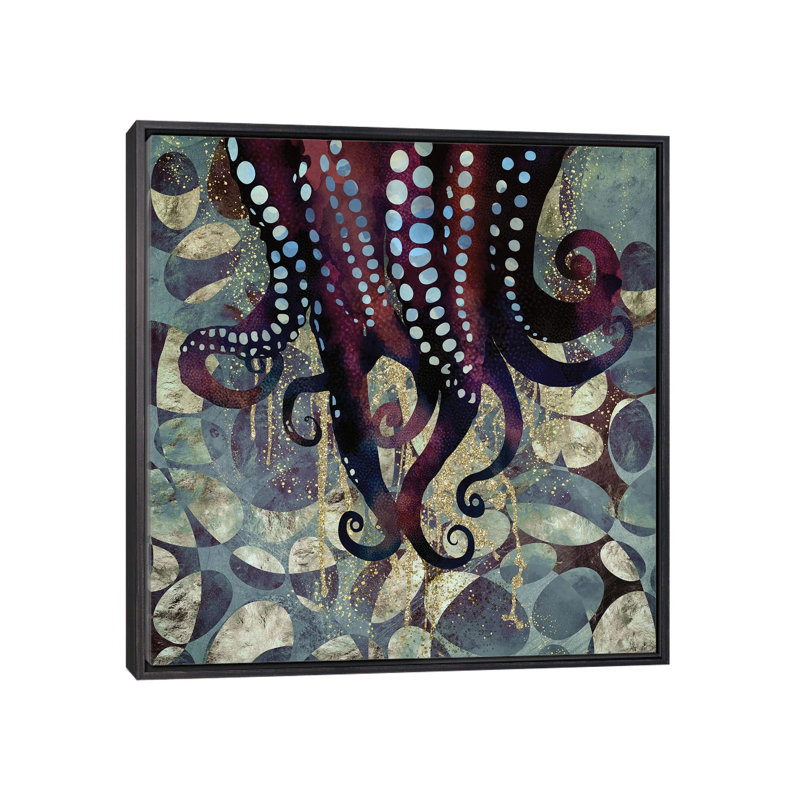 «Metallic Ocean II», reproduction d'impression, 18" H x 18" W x 1.5'' D, Distressed Black Framed, Pas de tapis