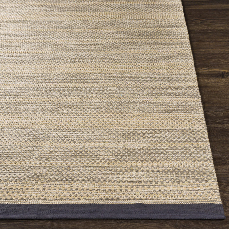 Tapis brun clair en coton tissé à la main Courtdale, Rectangle 5 pi x 7 pi 6 po