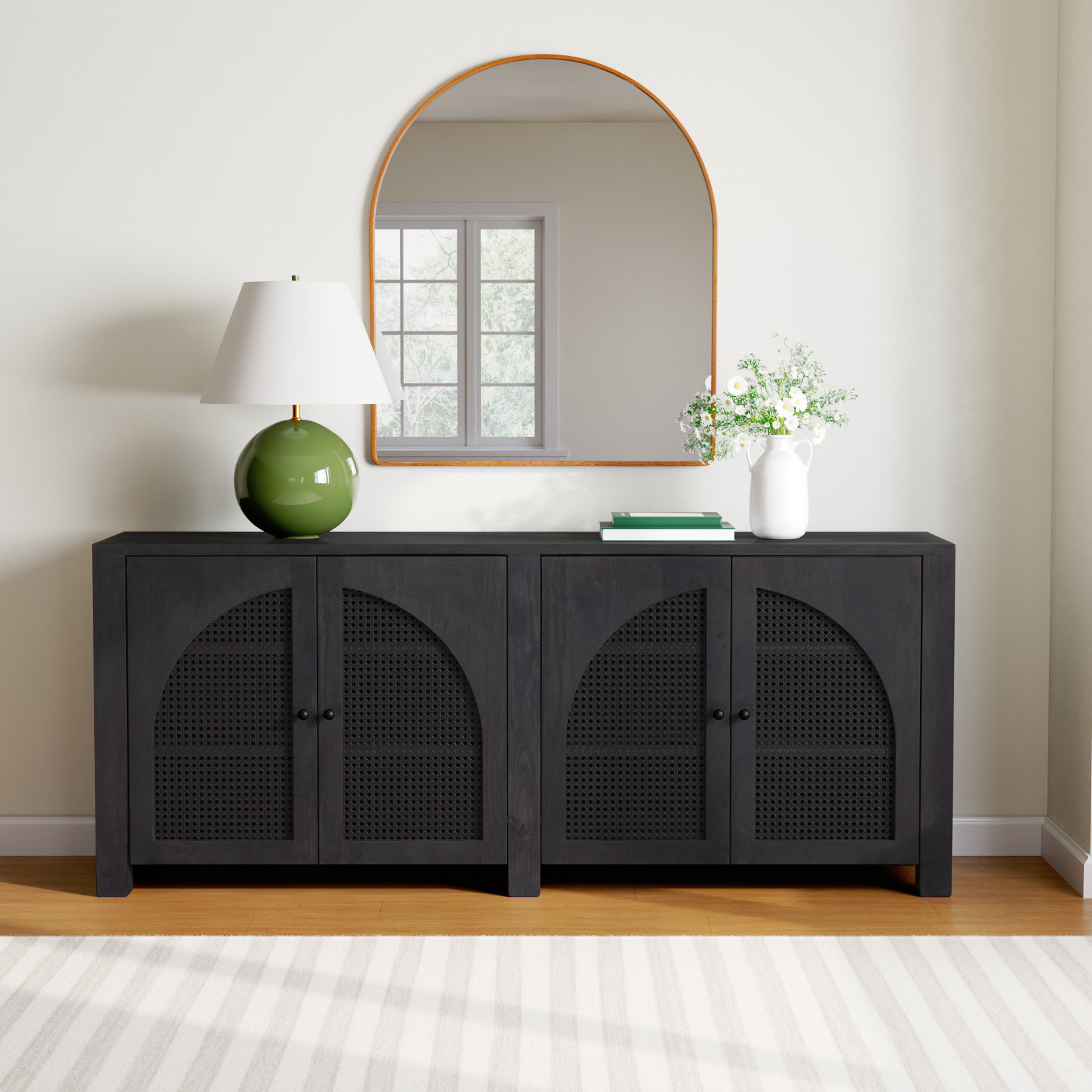 Silfa Mango Sideboard, Black Wash Mango, 33"H x 78"W x 18"D