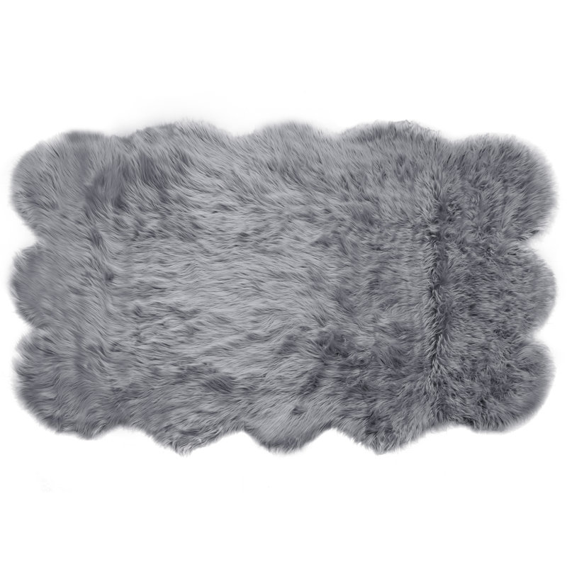 Tapis à poil long gris Hughey, Nouveauté 5 pi x 8 pi