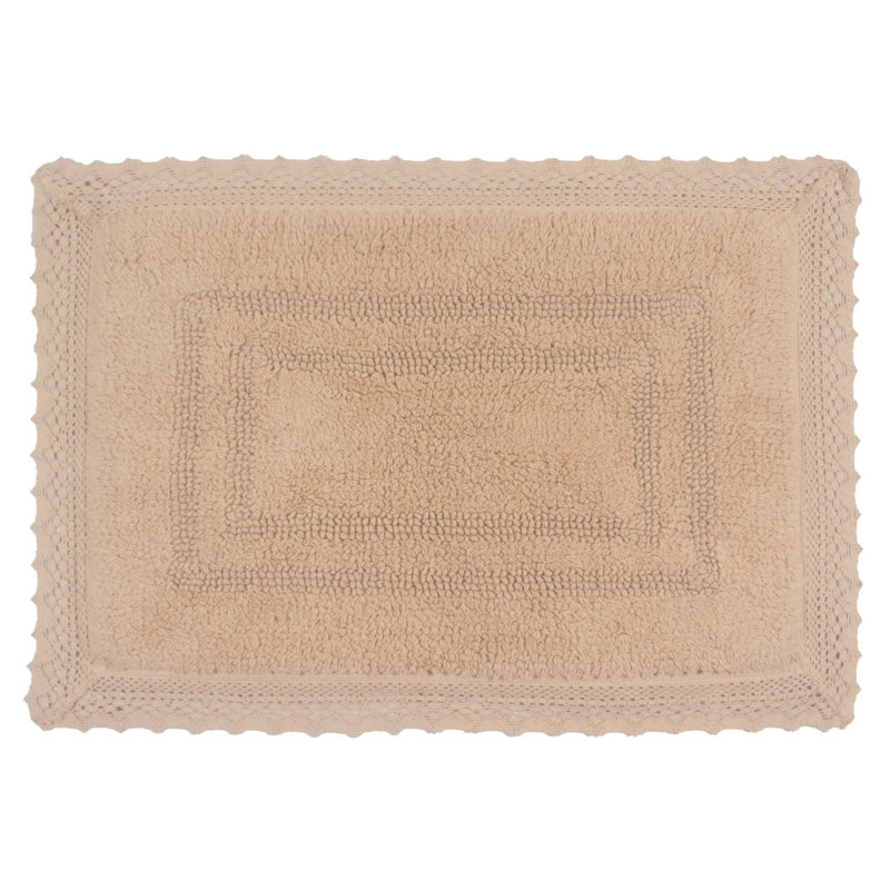 Opulent Absorbent Cotton Soft Bath Rug, 17" W x 24" L, Linen