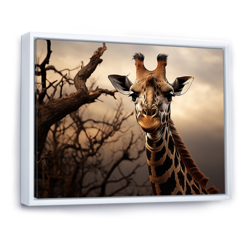 «Afrique Giraffes Towering Presence - Art africain», reproduction d'art sur toile encadrée, H 12 po x l 20 po x P 1 po
