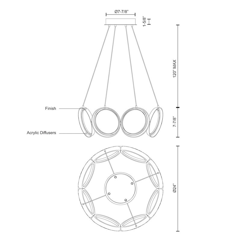 Oros 8 - Light LED Chandelier, Antique Silver